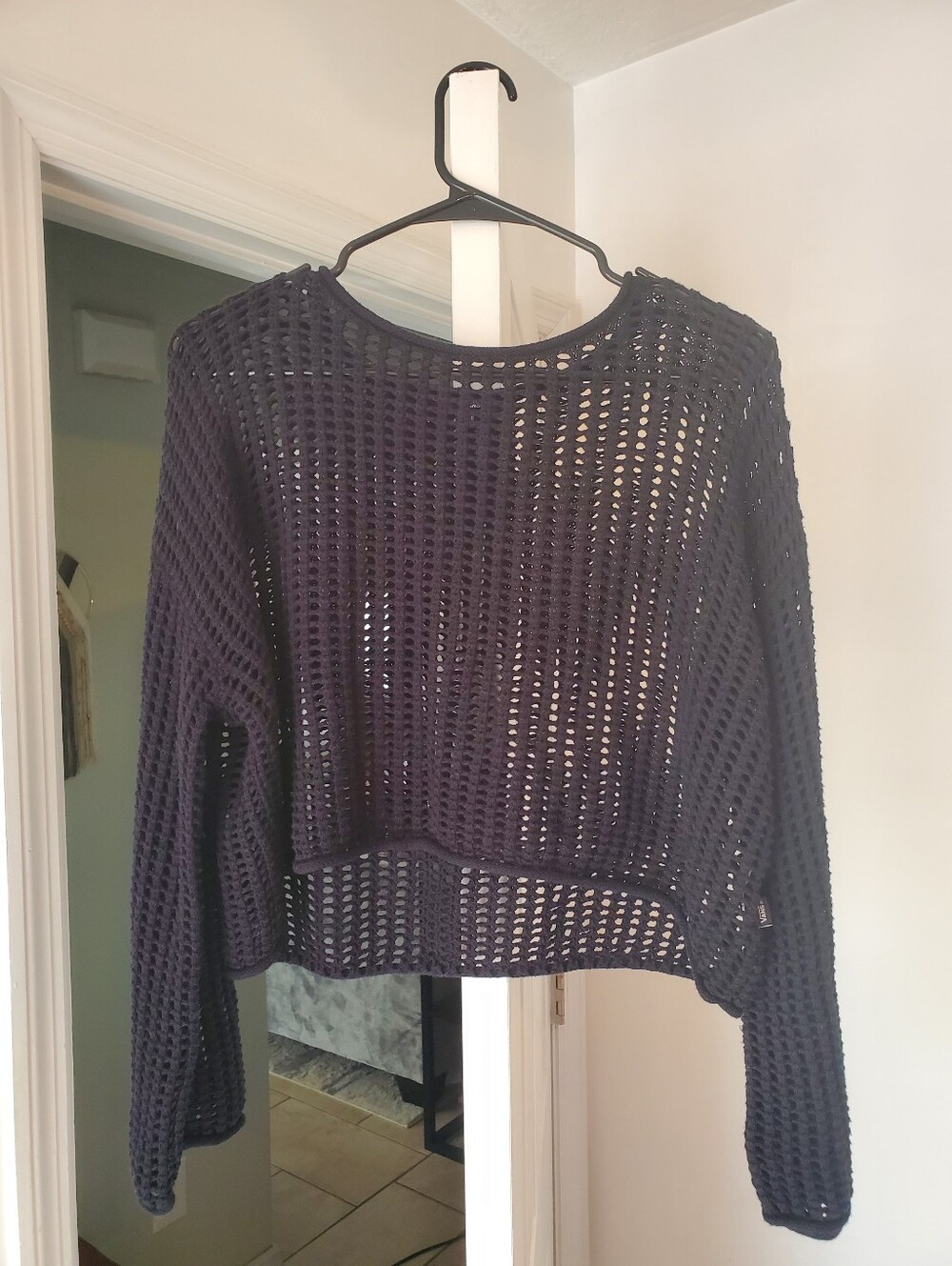 Vans Crochet Knit Cropped Long Sleeve Top